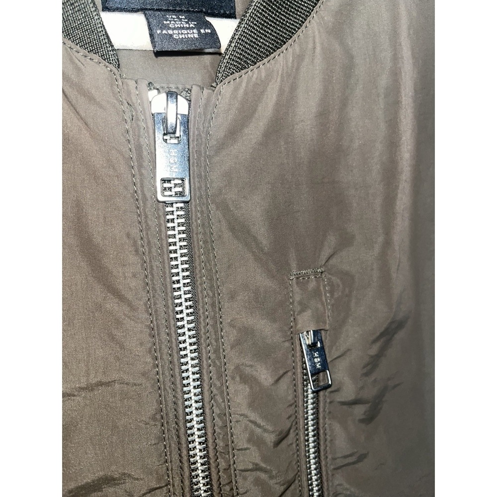 H&M Men's Dark Green Windbreaker Jacket Full Zip Size Medium - Picture 6 of 9